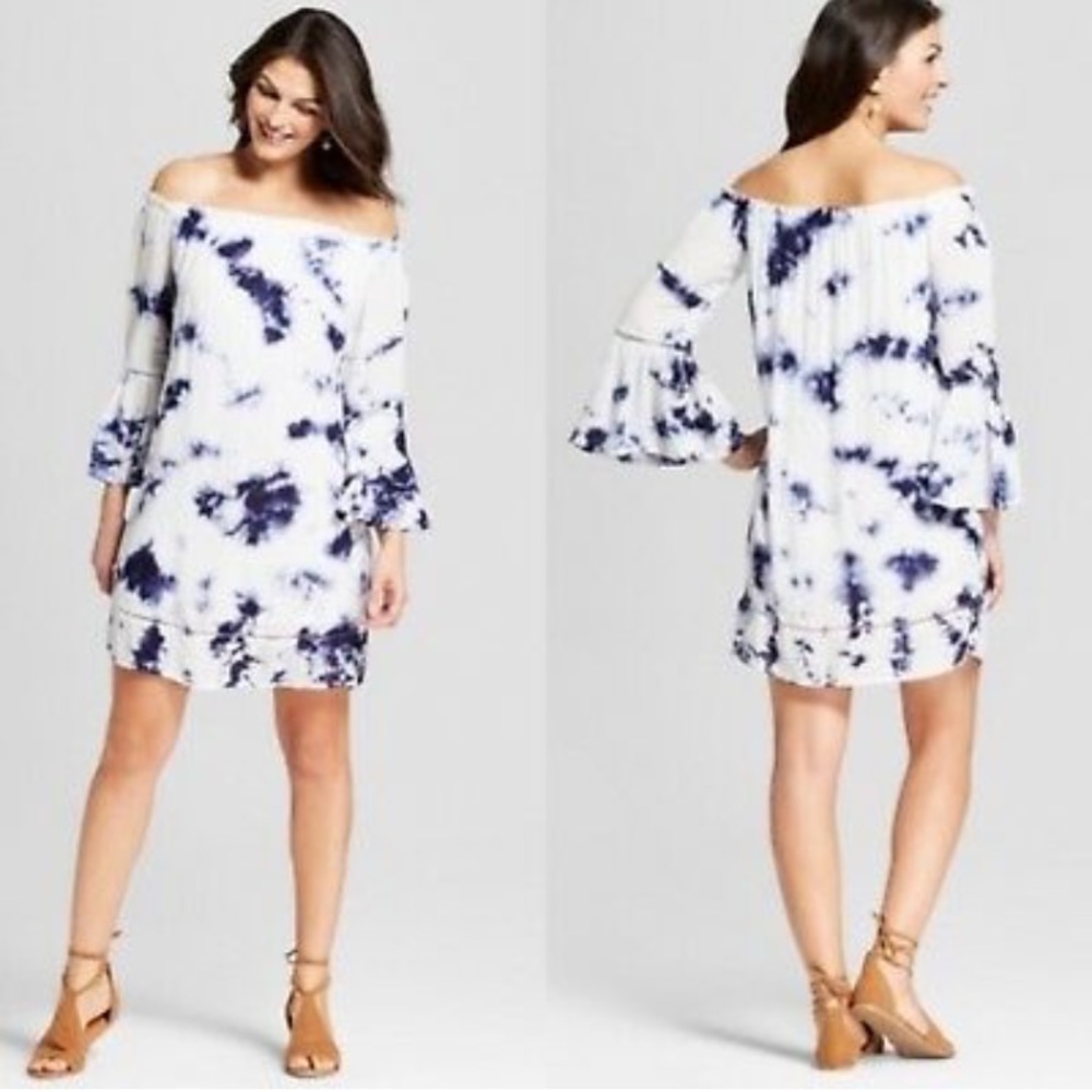 NEW Knox Rose Off The Shoulder White Tie Dye Dress